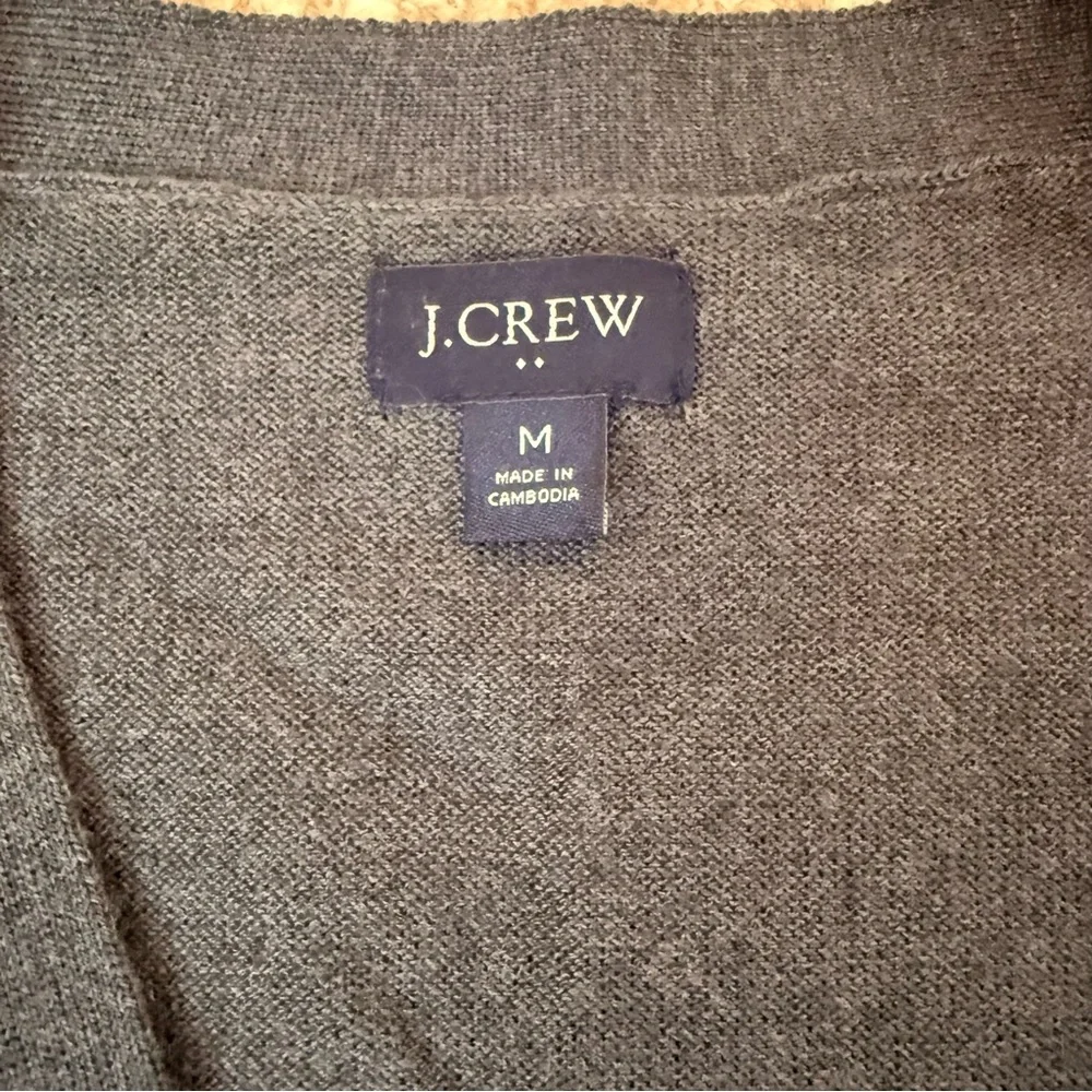 J. Crew Merino Wool Blend Gray Peppy Academia Men's V-Neck Cardigan